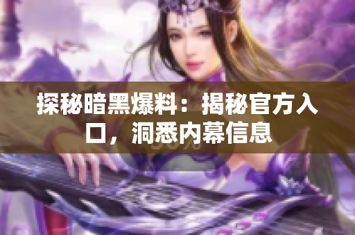 探秘暗黑爆料：揭秘官方入口，洞悉內(nèi)幕信息