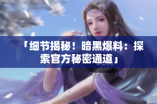 「細節(jié)揭秘！暗黑爆料：探索官方秘密通道」