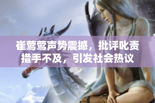 崔鶯鶯聲勢震撼，批評(píng)叱責(zé)措手不及，引發(fā)社會(huì)熱議
